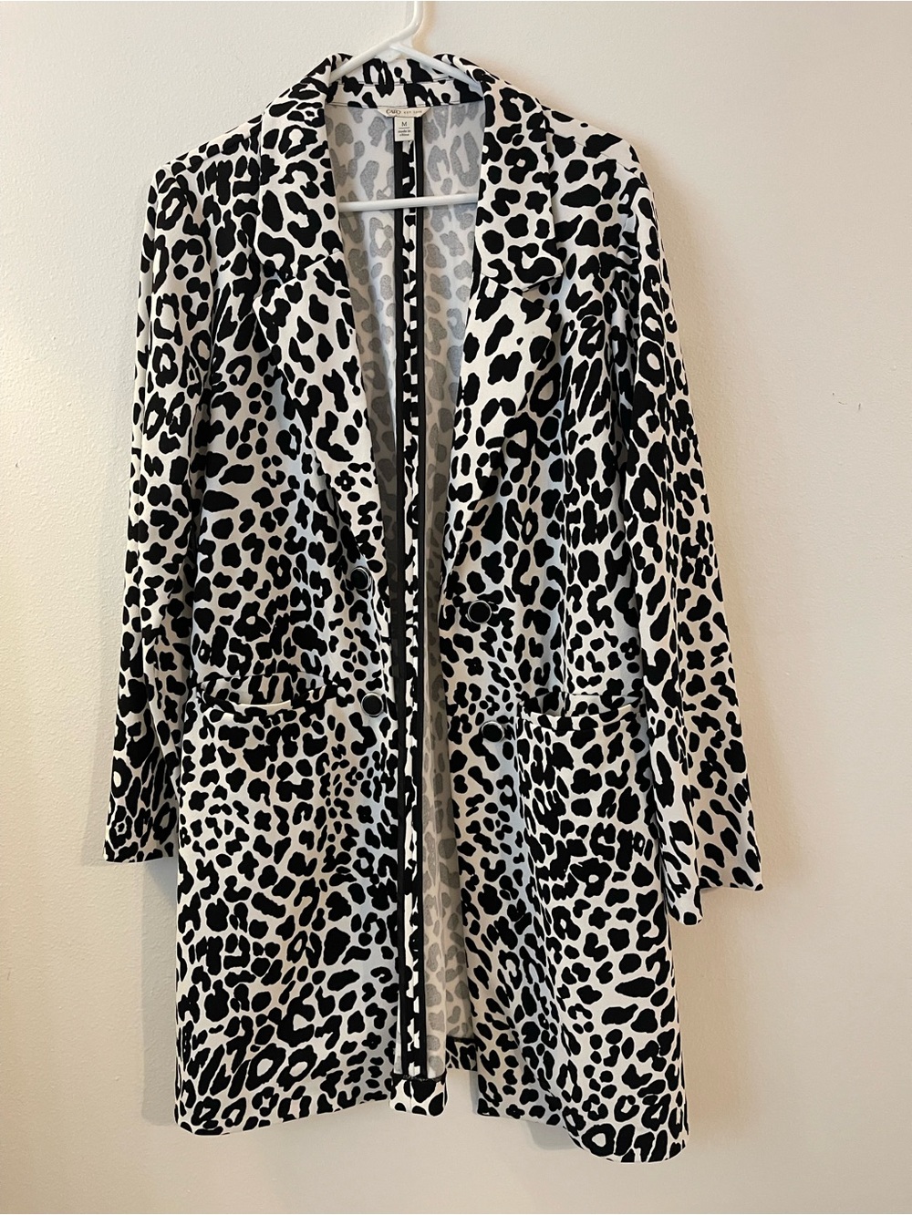 Cato Black & White Leopard Print Trench Coat